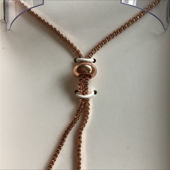 BELIEVE BY BRILLIANCE ROSE GOLD CRYSTAL LARIAT BRACELET NWT - Picture 8 of 14